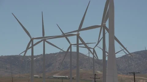 Closeup of wind turbines Stock Footage 49405523