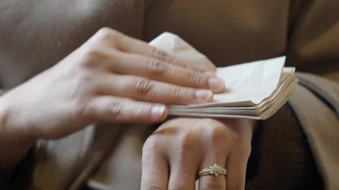 Closeup of wipe hand with a napkin Stock Footage 334644280