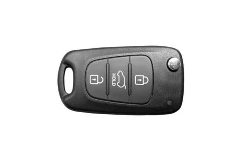 Closeup of wireless key ignition isolated on white background. Wireless start Stock Photos