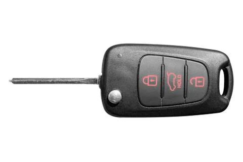 Closeup of wireless key ignition isolated on white background. Wireless start Foto stock