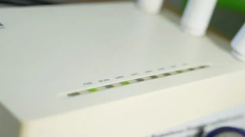 Closeup of a wireless router Stock Footage 166671902