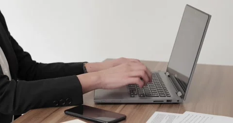 Closeup of woman hands using laptop Stock Footage 152196591