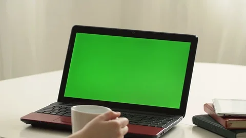 Closeup woman sitting table notebook female hands keyboarding laptop using Stock Footage 128677136