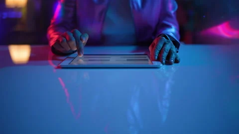 Closeup on woman with tablet PC exploring graphs Stock Footage 236783032