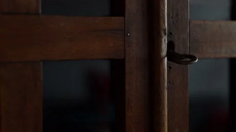 Closeup of a woman's hand opening a cupboard Stock Footage 140066809