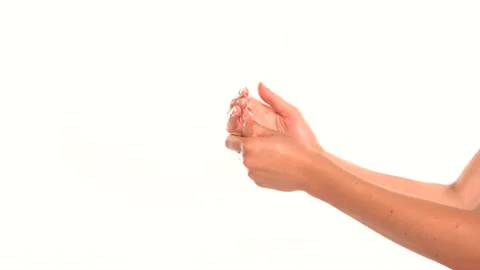 Closeup of a woman's hands apply a protective cream Stock Footage 146072956