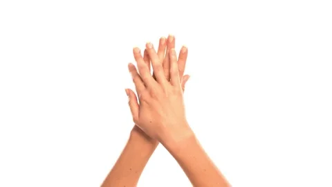 Closeup of a woman's hands apply a protective cream Stock Footage 146073055