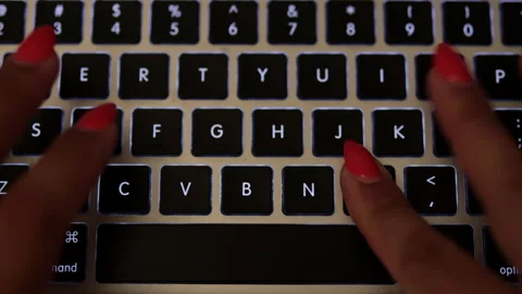 Closeup of woman's hands typing on his laptop. Top view Stock Footage 138207391