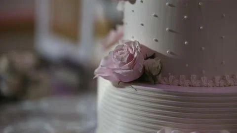 Closeup of wonderful wedding cake Stock Footage 168519937