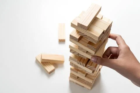 Closeup wood blocks stack game Stock Photos