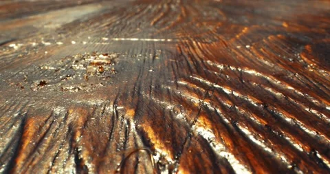 Closeup wooden aged brown table background, old grunge dark wood surface texture Stock Footage 154670423
