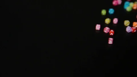 Closeup word "8 MARCH" collected from colorful cubes with letters on black table Stock Footage 100577281