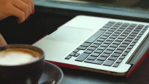 Closeup working with a laptop 4K Stock Footage 93810963