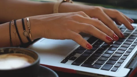 Closeup working with laptop Stock Footage 93792307