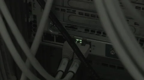 Closeup of working network cable plug Stock Footage 57749830