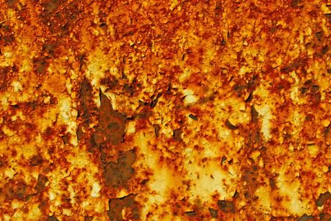 Closeup of a Yellow texture of rusty piece of metal, background Stock Illustration