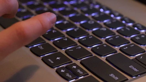 Closeup Young Male Typing Windows Laptop Stock Footage