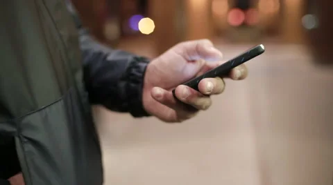 Closeup Of Young Man Hands Typing Sms Scrolling Pictures Phone Stock Footage 59190003