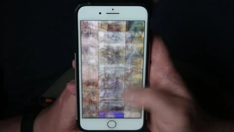 Closeup Of Young Man Hands Typing Sms Scrolling Pictures Phone Video stock 240753434