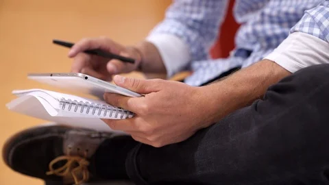 Closeup of young man using tablet Stock Footage 86464253