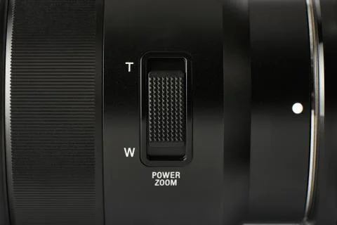 Closeup of zoom button on a digital camera lens Stock Photos