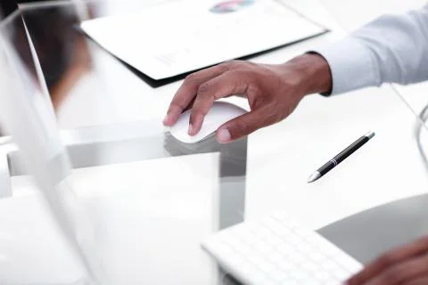 Closeup.businessman using a computer mouse .photo with copy space 스톡 사진