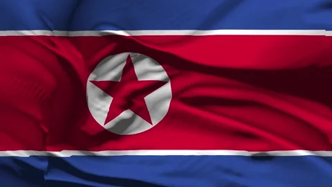 CloseupKorea North  Flag Wave Loop waving in wind Realistic Korea North  Fla Video stock 325168674
