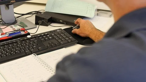 Closeups of scientists and programmers while typing on keyboard or using a Video stock 92665338