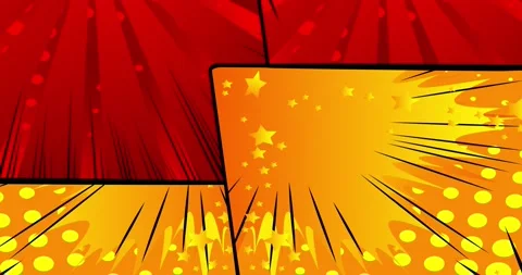 Closing on black opening on white comic book red yellow squares Stock Footage 171644664