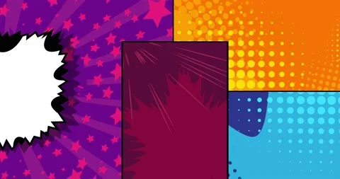 Closing on black opening on white comic book squares Stock Footage 171644665