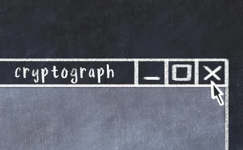 Closing browser window with caption cryptograph. Chalk drawing. Concept of de イラスト素材