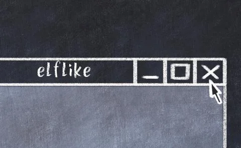 Closing browser window with caption elflike. Chalk drawing. Concept of dealin 库存照片