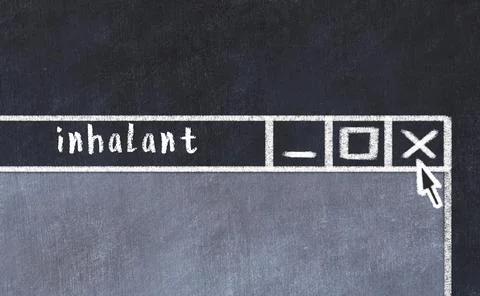 Closing browser window with caption inhalant. Chalk drawing. Concept of deali 写真素材