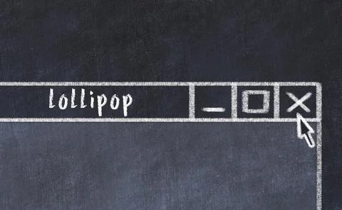 Closing browser window with caption lollipop. Chalk drawing. Concept of deali Фото