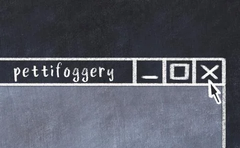 Closing browser window with caption pettifoggery. Chalk drawing. Concept of d Stock Photos