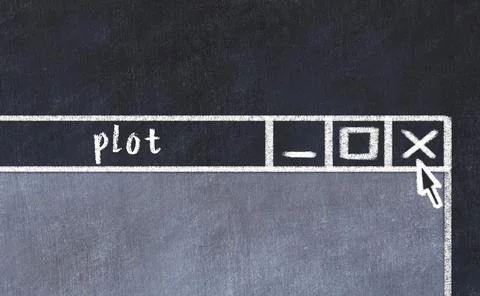 Closing browser window with caption plot. Chalk drawing. Concept of dealing w Stock Illustration