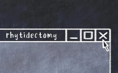 Closing browser window with caption rhytidectomy. Chalk drawing. Concept of d Фото