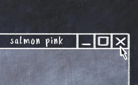 Closing browser window with caption salmon pink. Chalk drawing. Concept of de 库存照片