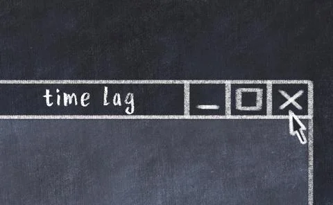 Closing browser window with caption time lag. Chalk drawing. Concept of deali 写真素材