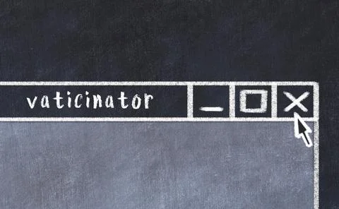 Closing browser window with caption vaticinator. Chalk drawing. Concept of de Illustrazione stock