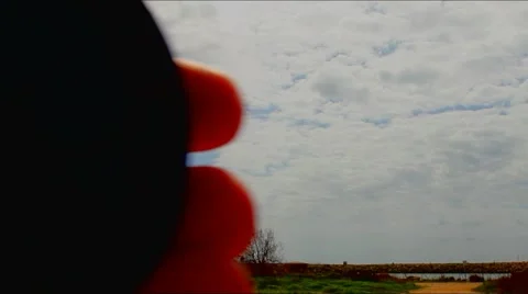 Closing the camera lens using a black cap Stock Footage 47736956