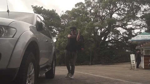 Closing Car Door With Back Pack Stock Footage 243095791