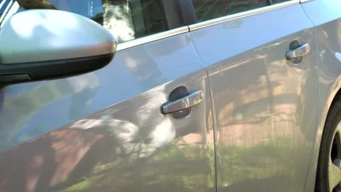 Closing the car door with key Stock Footage 110731277