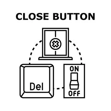 Closing computer application and deleting digital information Stock Illustration