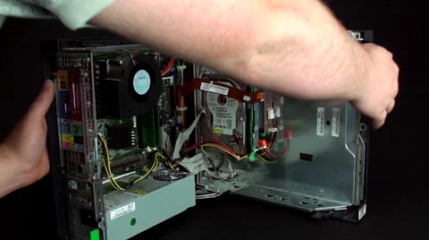 Closing computer case Stock Footage