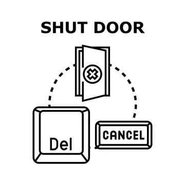 Closing door concept, deleting document, canceling process Stock Illustration