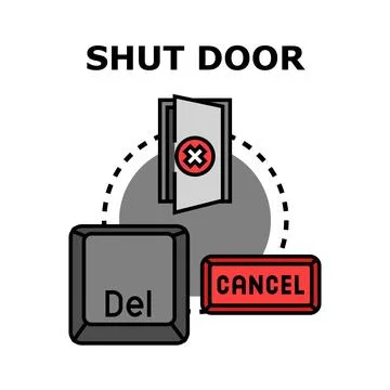 Closing door concept, deleting document, canceling process Stock Illustration
