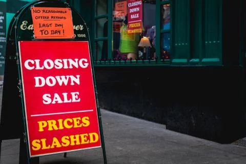 Closing Down Sale - Prices Slashed - No reasonable offers refused - Last day  Stock Photos
