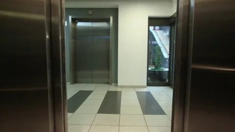 Closing elevator door. The main elevator at the hotel or at the airport Stock Footage 131151175
