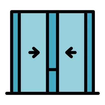 Closing elevator doors icon color outline vector Stock Illustration